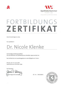 Fortbildungszertifikat Frau Klenke