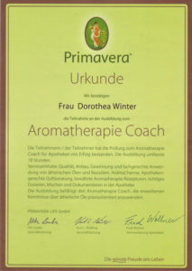 Primavera Urkunde Aromatherapie Coach
