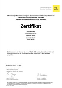 Zertifikat Wasserqualität